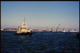 Durban, 1986. SAR tug 'Dupel Erasmus' in Durban Harbour.