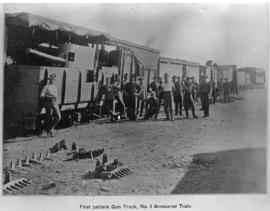 Circa 1901. First pattern gun truck No 1 armoured train. (Publication on armoured trains in the A...