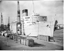 Durban, 1950. Luxury liner 'Caronia' moored in Durban Harbour.
