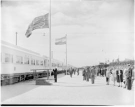 Port Elizabeth, 26 February 1947. Dignitaries waiting for the Royal family to disembark from the ...