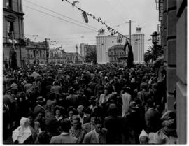 Pretoria, 29 March 1947. Church Square crowd scene. Capitol Theatre sign