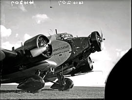 Johannesburg, 1936. Rand airport. SAA Junkers Ju-52 ZS-AFD 'Sir Benjamin d'Urban' close up with e...