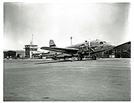 Johannesburg, 1949. Palmietfontein airport. SAA Vickers Viking ZS-BNE 'Simonsberg'.