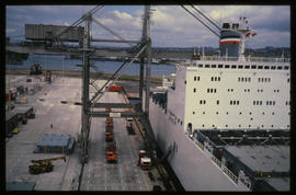 Durban, 1978. 'SA Sederberg' at Durban Harbour container terminal.