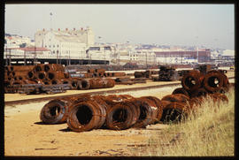 Port Elizabeth, September 1984. Coils of steel cables in Port Elizabeth Harbour. [Z Crafford]