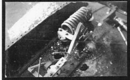 Circa 1925. Damage to roof of electrical locomotive. (Album on Natal electrification)