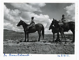 Basutoland, 1938. Two men on horseback.
