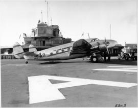 Durban, 1947. Durban airport, Stamford Hill. SAA Lockheed Lodestar ZS-ATI 'General JW Janssens' i...