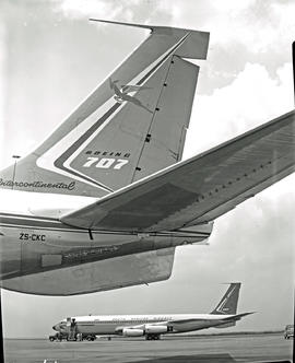 
SAA Boeing 707 ZS-CKC 'Johannesburg'. Note Intercontinental. In the background is ZS-CKD 'Kaapst...