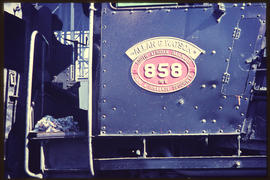 Number plate of SAR Class 16E4 No 858. 'Allan G Watson' added above number plate.