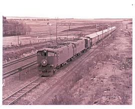 Johannesburg, 1962. Two SAR Class 5E's with Blue Train near Lenz.