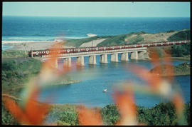 Natal South Coast, July 1970. Passenger train on bridge. [D Lee / S Mathyssen]