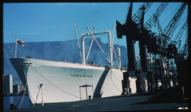 Cape Town, 1972. 'SA Drakenstein' in Table Bay Harbour.