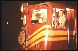Driver of the Trans-Karoo passenger train in SAR Class 5E1 No E662.