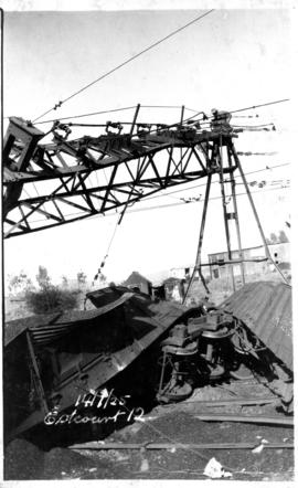 Estcourt, 14 January 1925. Accident involving train and signal gantry.