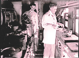 
Chef in kitchen of SAR dining saloon Type A-22 No 158.

