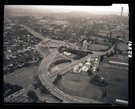 Johannesburg, 1974. Aerial view. of M1 / Jan Smuts Avenue / Empire Road interchange. Part of Wits...