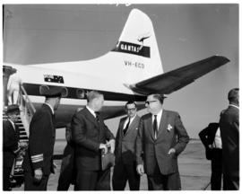 Johannesburg, April 1963. Arrival of Qantas Lockheed Electra MK II VH-ECD at Jan Smuts Airport. P...