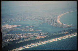 Durban, 1978. Aerial view of Durban Harbour and the Bluff.