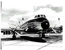 Johannesburg, 1957. Jan Smuts airport. SAA Vickers Viscount ZS-CDY 'Gemsbok'.