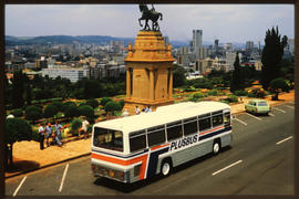 Pretoria, 1985. SAR MAN PLUSBUS tour bus at the Delville World War Memorial Replica in front of T...