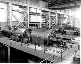 Colenso. Interior of power station showing turbines.