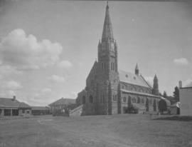Heidelberg Transvaal, 1935. Klipkerk Dutch Reformed Church built 1890. The building to the left w...