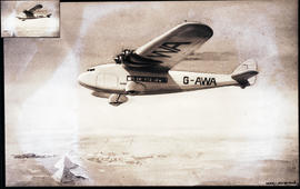 Egypt, 1931. Imperial Airways Armstrong Whitworth AW.15 Atalanta four-engined aircraft in flight ...
