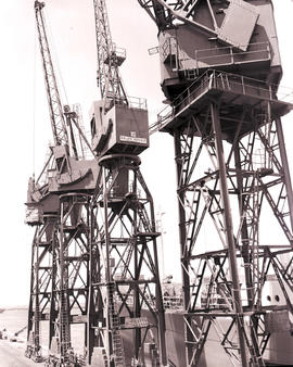 Port Elizabeth, 1970. Loading cranes in harbour.