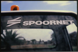 
'Spoornet' logo on windshield of truck. [Sonja Grinbauer]
