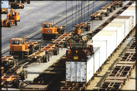 Container train being loaded.