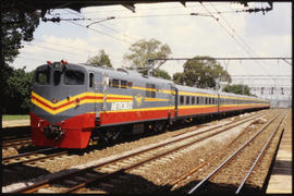Circa 1983. SAR Class 12E Metroblitz push-pull train showing rear engine. (Derek Pearman)
