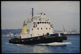 Durban, 1984. SAR tug 'W Marshall Clark' in Durban Harbour. [T Robberts]