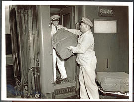 "Tulbagh, 1955. Loading bedding onto train."