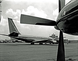 
SAA Boeing 707 ZS-CKD 'Cape Town'. Taken from next to Vickers Viscount engine of ZS-CDW 'Rooibok'.

