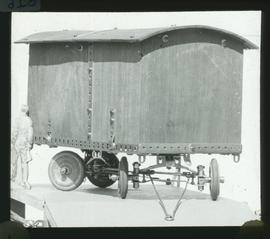 Meccano model of covered road wagon.