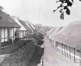 Kruger National Park, 1935. Two rows of visitors' huts at Punda Maria.