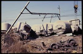 August 1994. SAR railway tanker wagon accident scene.