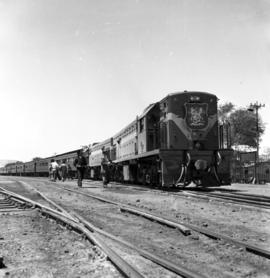 South-West Africa, January 1961. Opening of 3ft 6in line with SAR Class 32-000 hauling passenger ...