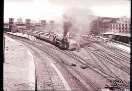 Johannesburg, 1936. SAR Class 16E No 858 with Union Limited leaving Park station.