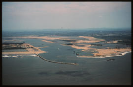 Richards Bay, January 1976. Aerial view of entrance to Richards Bay Harbour. [D Dannhauser]