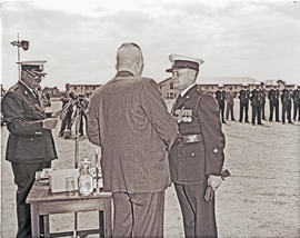 Johannesburg, December 1955. Esselen Park Railway Training College. Ceremony for presenting medal...