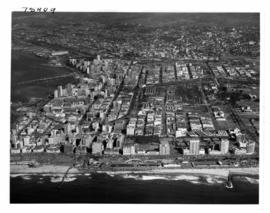 Durban, 1966. Aerial view of city centre.