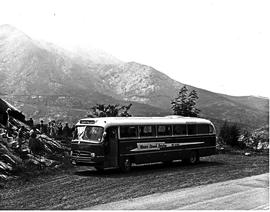 George, 1965. SAR Mercedes Benz tour bus No MT16904 in Outeniqua pass.