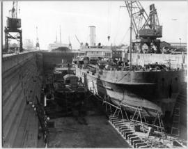 Durban. The 'Blesbok' in the graving dock of Durban Harbour.