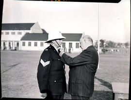 Cape Town, circa 1947. Medal parade of railway police.