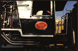 July 1992. Number plate of SAR Class 25NC No 3422.
