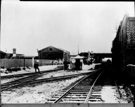 Cape Town, 1896. Salt River station and railway workshop looking north.