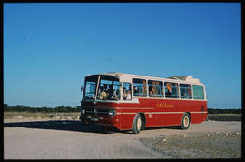 Etosha Game Park, South-West Africa, 1976. SAR Mercedes Benz tour bus No MT60008 at viewpoint. SA...