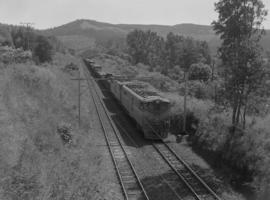Howick district, 1964. SAR Class 5E1 Srs 1 on goods train near Cedara tunnels.